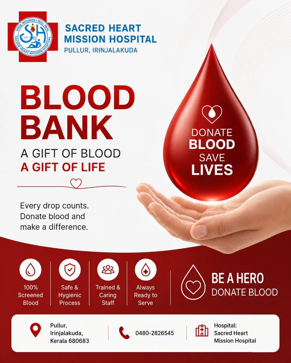 Sacred Heart Mission Hospital Blood Bank Pullur | Irinjalakuda