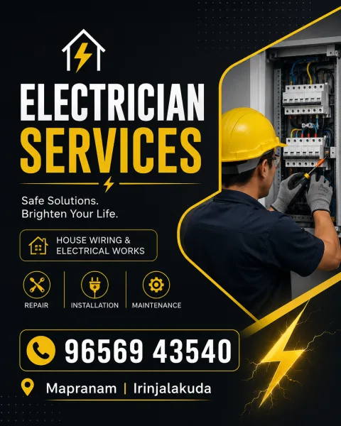 Manikuttan Electrician Irinjalakuda | Electrical Repair & Installation Services